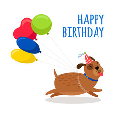 Funny dog birthday card with balloons