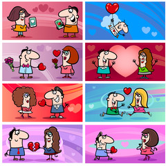 Valentine cartoon greeting cards designs collection