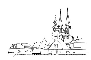 Vector sketch of Cathedral in Zagreb, Croatia
