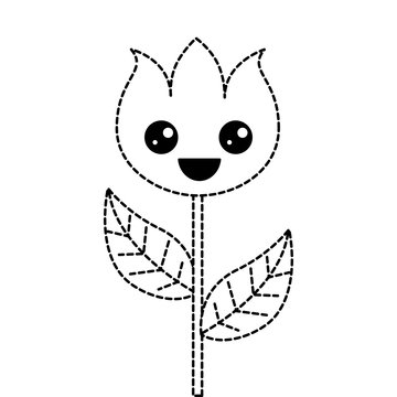 kawaii flower decoration character cartoon vector illustration