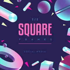 80' style abstract geometric square frame for social media