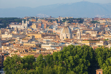 Fototapeta na wymiar Aerial panoramic view of historic center of Rome, Italy