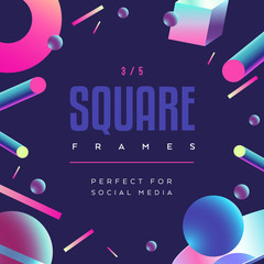 80' style abstract geometric square frame for social media