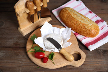 Brie cheese and knife
