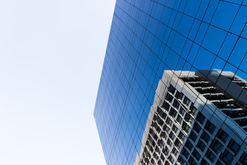 Building with blue mirrors decorated.