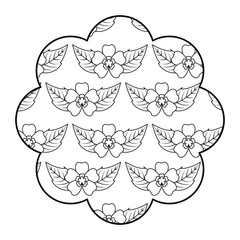 label floral pattern delicate seamless flower leaves vector illustration outline design