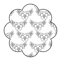 label floral pattern delicate seamless flower leaves vector illustration outline design