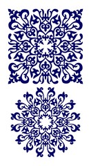 Beautiful oriental floral ornament. Square and circle