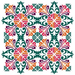 Beautiful eastern square multicolored ornament, from individual elements