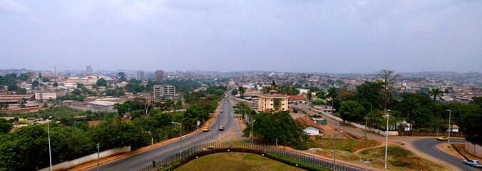 Aerial cityscape view to Yaounde, the capital of Cameroon