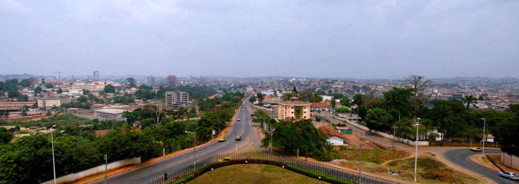 Aerial cityscape view to Yaounde, the capital of Cameroon