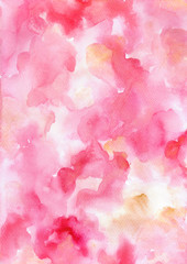 Watercolor abstract painting in pink, red colors.