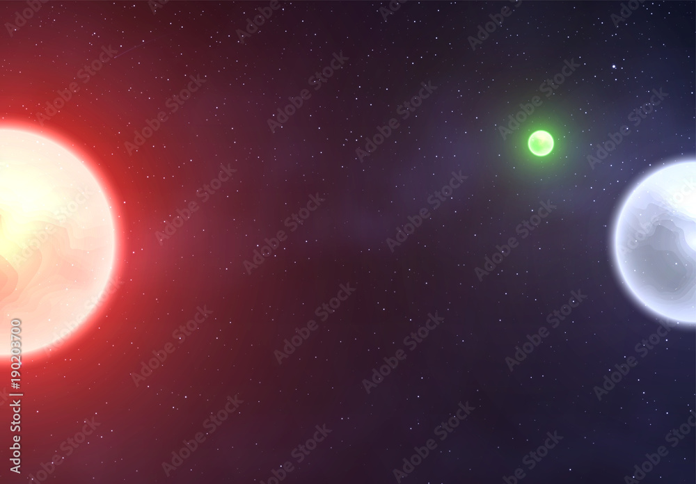 Canvas Prints planets against the background of an infinite space of space with bright stars