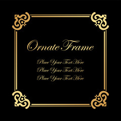 Vintage decorative frame. Elegant ornamental template for design of birthday and greeting card, wedding invitation with place for text. Vector illustration