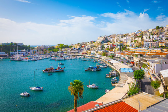 Fototapeta Piraeus, Athens, Greece. Mikrolimano harbour and yacht marina.