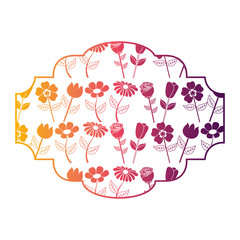 decorative label flowers petal stem spring style vector illustration bright gradient color