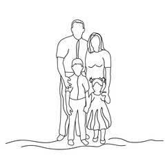 Fototapeta na wymiar sketch family with children on white background, isolated