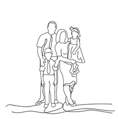 Fototapeta na wymiar sketch family with children on white background, isolated, vector