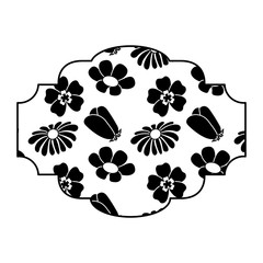 decorative label flowers pattern differents spring theme vector illustration black image white background