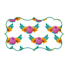 vintage label with pattern delicate seamless flower leaves vector illustration