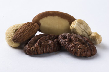Mixed nuts isolated on a white background