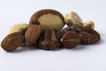 Mixed nuts isolated on a white background