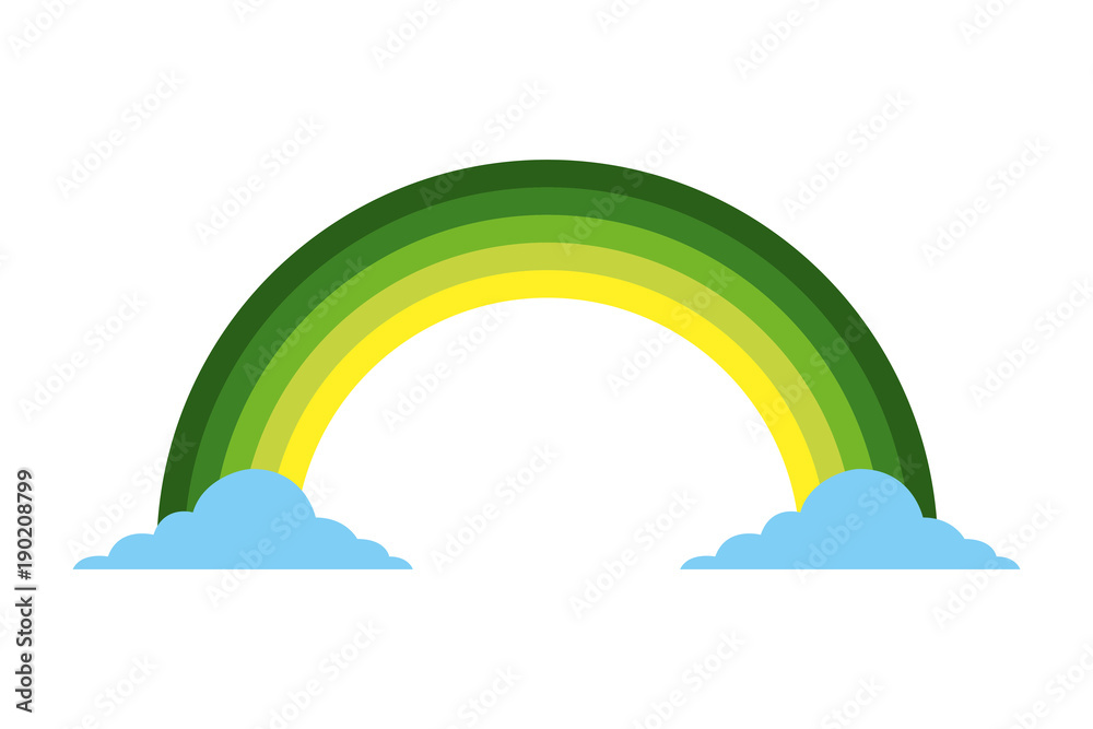 Sticker green rainbow color cloud magic fantasy vector illustration