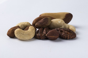Mixed nuts isolated on a white background