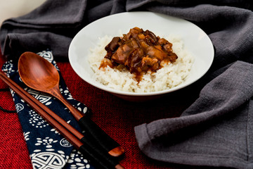 Traditional hand made Chinese cuisine pork rice