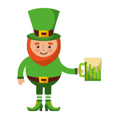 leprechaun character holding green beer vector illustration