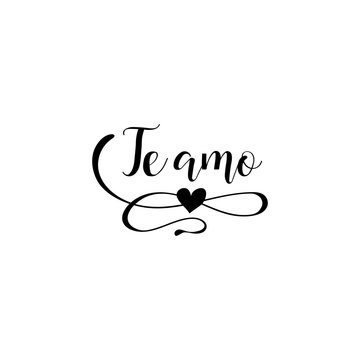 Handwritten calligraphy phrase in Spanish Te Amo. Vector illustration. Spanish translation: I love you