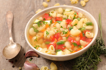 bowl of soup and pasta