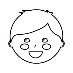 happy cute boy face young character vector illustration outline design