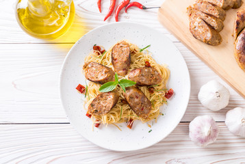 Stir-Fried Spaghetti with Sai Aua (Notrhern Thai Spicy Sausage)
