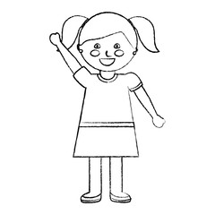 cute little girl happy character vector illustration sketch design