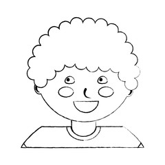 happy cute boy face young character vector illustration sketch design