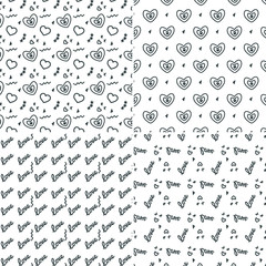 Vector heart pattern set. St Valentine design elements.
