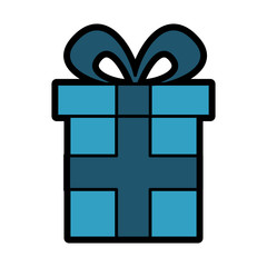 cute gift box wrapped ribbon bow vector illustration