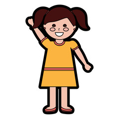 cute little girl happy character vector illustration