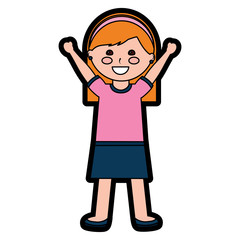 cute little girl happy character vector illustration