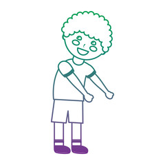 happy cartoon boy young character portrait vector illustration color line gradient