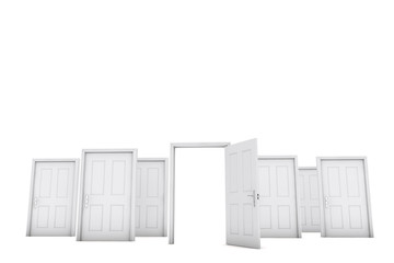 Open door isolaed on a white background. 3D Rendering