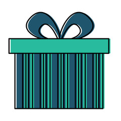 cute gift box wrapped ribbon bow vector illustration