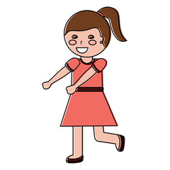 cute little girl happy character vector illustration