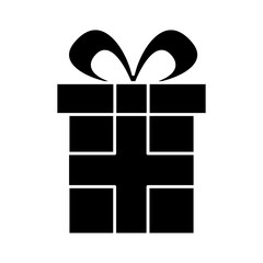 cute gift box wrapped ribbon bow vector illustration black image design