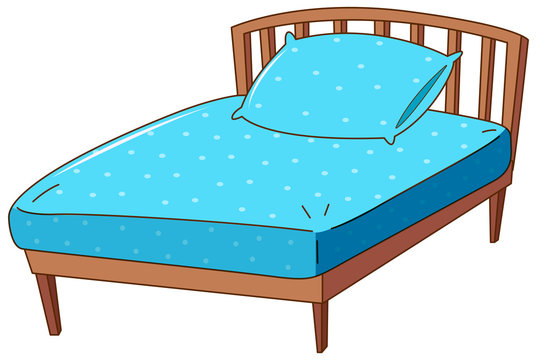 recommend clip art: Bed with blue pillow and sheet