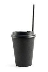 Black closed plastic glass, isolate.