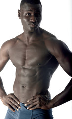 Fototapeta na wymiar portrait of a muscular man on white background