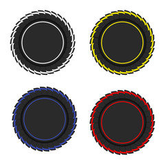 Black ribbon awards set. Trophy and reward, competition and victory, success and achievement. Flat vector cartoon illustration. Objects isolated on white background.