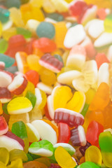 Delicious multi-colored chewing marmalade in the store